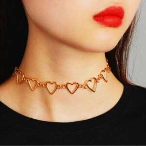 Gold Heart Choker Necklace